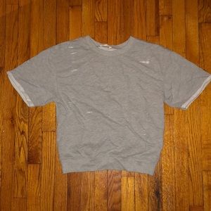 Grey distressed Cropped sweatshirt